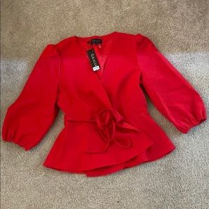 Garcia red wrap blouse, brand new